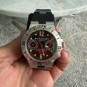 Bvlgari Automatic Chronograph Diagono 36mm Black and Silver Watch